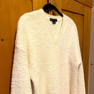 Sanctuary fuzzy cream colored sweater.